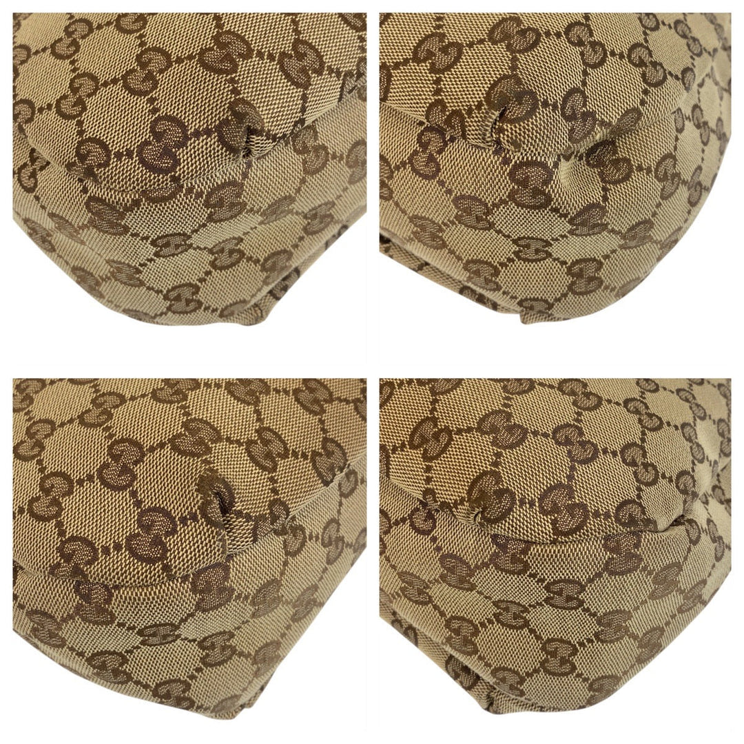 GUCCI Shoulder Bag 211934 GG canvas, leather Beige Gold Metal Sherry line Women Used Authentic
