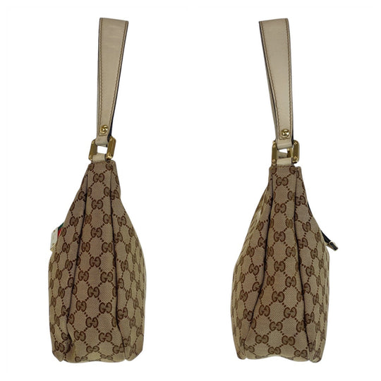 GUCCI Shoulder Bag 211934 GG canvas, leather Beige Gold Metal Sherry line Women Used Authentic