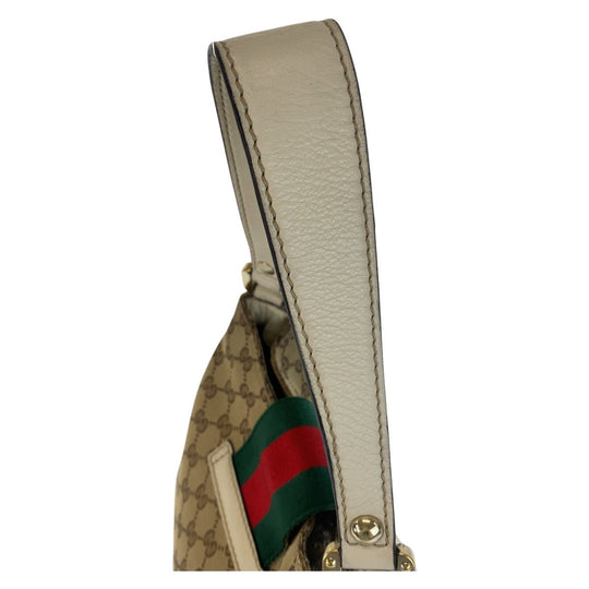 GUCCI Shoulder Bag 211934 GG canvas, leather Beige Gold Metal Sherry line Women Used Authentic