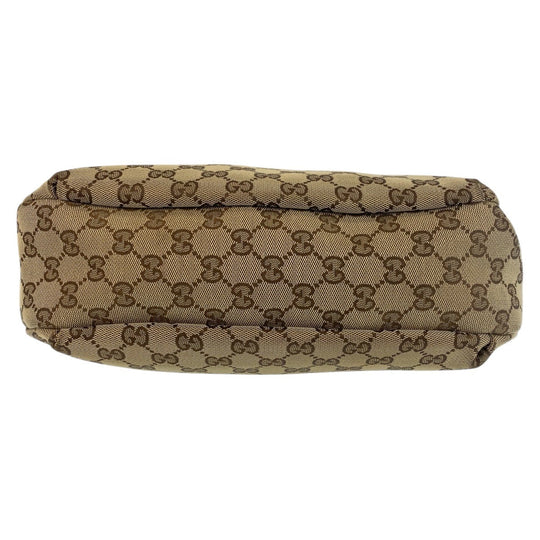 GUCCI Shoulder Bag 211934 GG canvas, leather Beige Gold Metal Sherry line Women Used Authentic