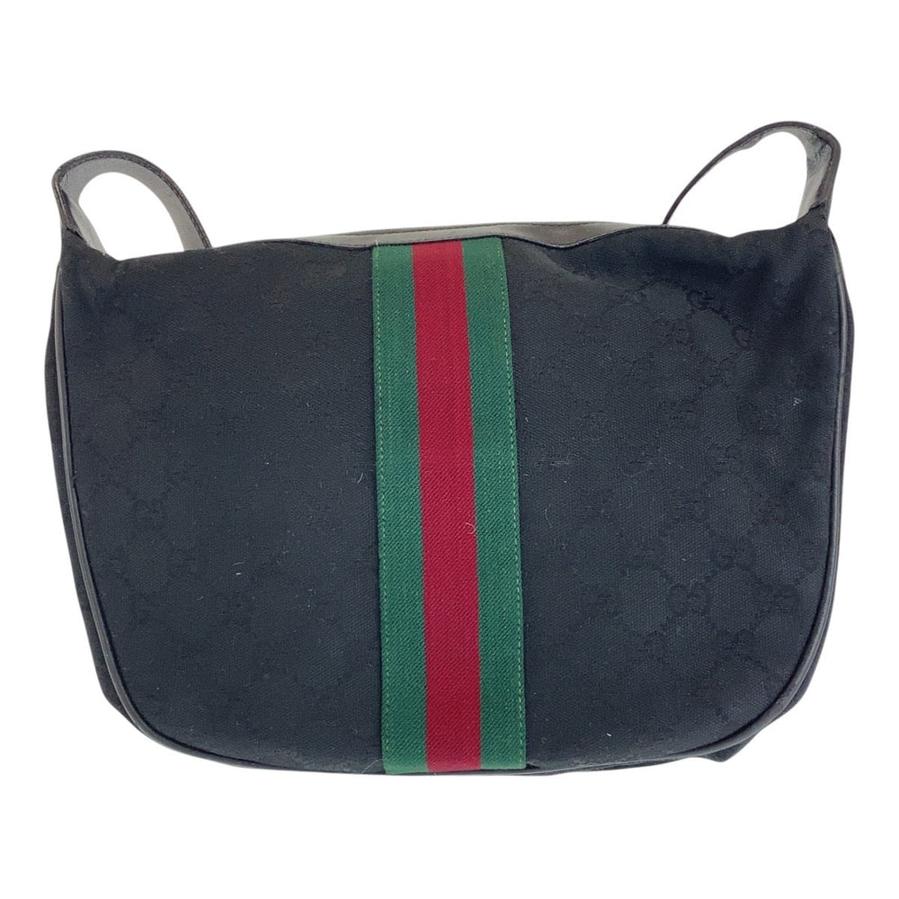 GUCCI Shoulder Bag 10 2 3840 GG canvas, leather Black Multicolor Gold Metal Crossbody Shoulder Bag Old Gucci Shelly Line Women(Unisex) Used Authentic