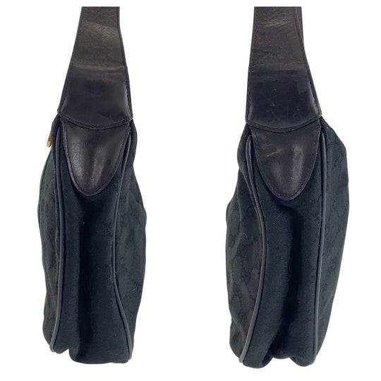 GUCCI Shoulder Bag 10 2 3840 GG canvas, leather Black Multicolor Gold Metal Crossbody Shoulder Bag Old Gucci Shelly Line Women(Unisex) Used Authentic