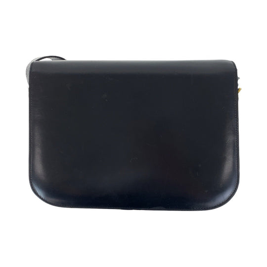 CELINE Shoulder Bag leather Black GoldMetal Shoulder Bag pochette Horse Carriage Women Used Authentic