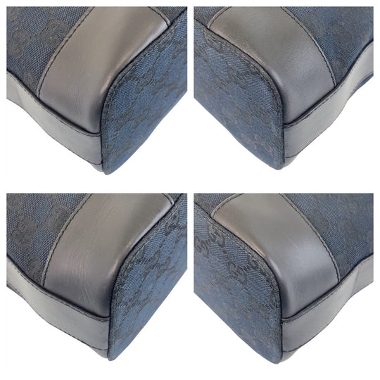 GUCCI Shoulder Bag 001 4204 GG canvas, leather Black GoldMetal Women Used Authentic