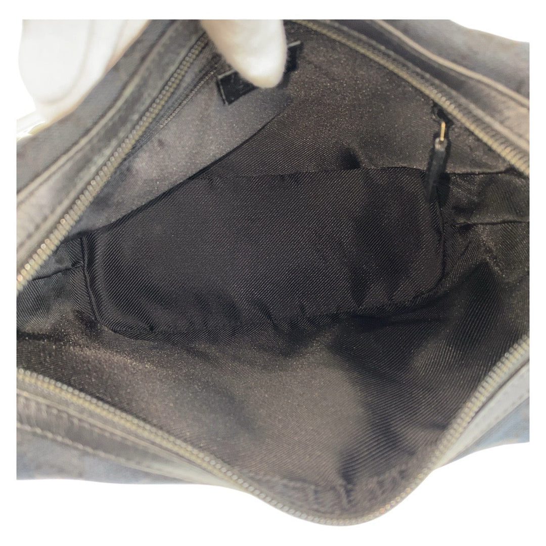 GUCCI Shoulder Bag 001 4204 GG canvas, leather Black GoldMetal Women Used Authentic