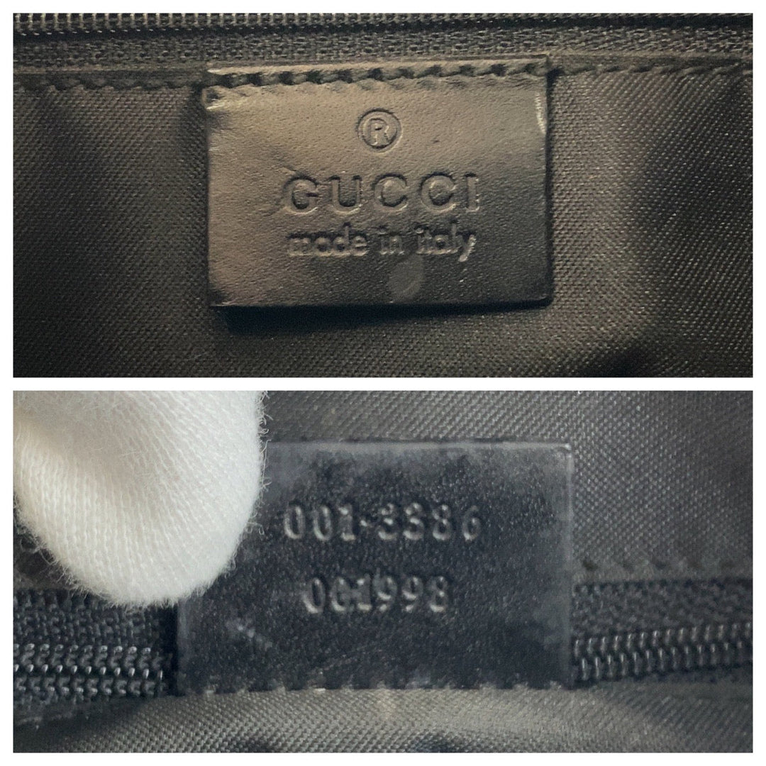 GUCCI Shoulder Bag 001 3386 GG canvas black Women Used Authentic