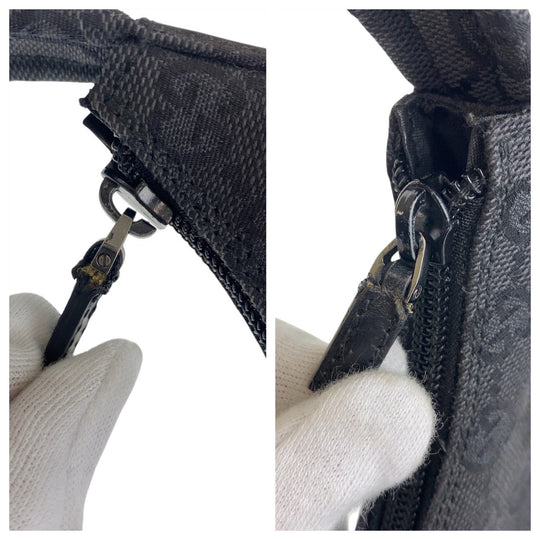 GUCCI Shoulder Bag 001 3386 GG canvas black Women Used Authentic