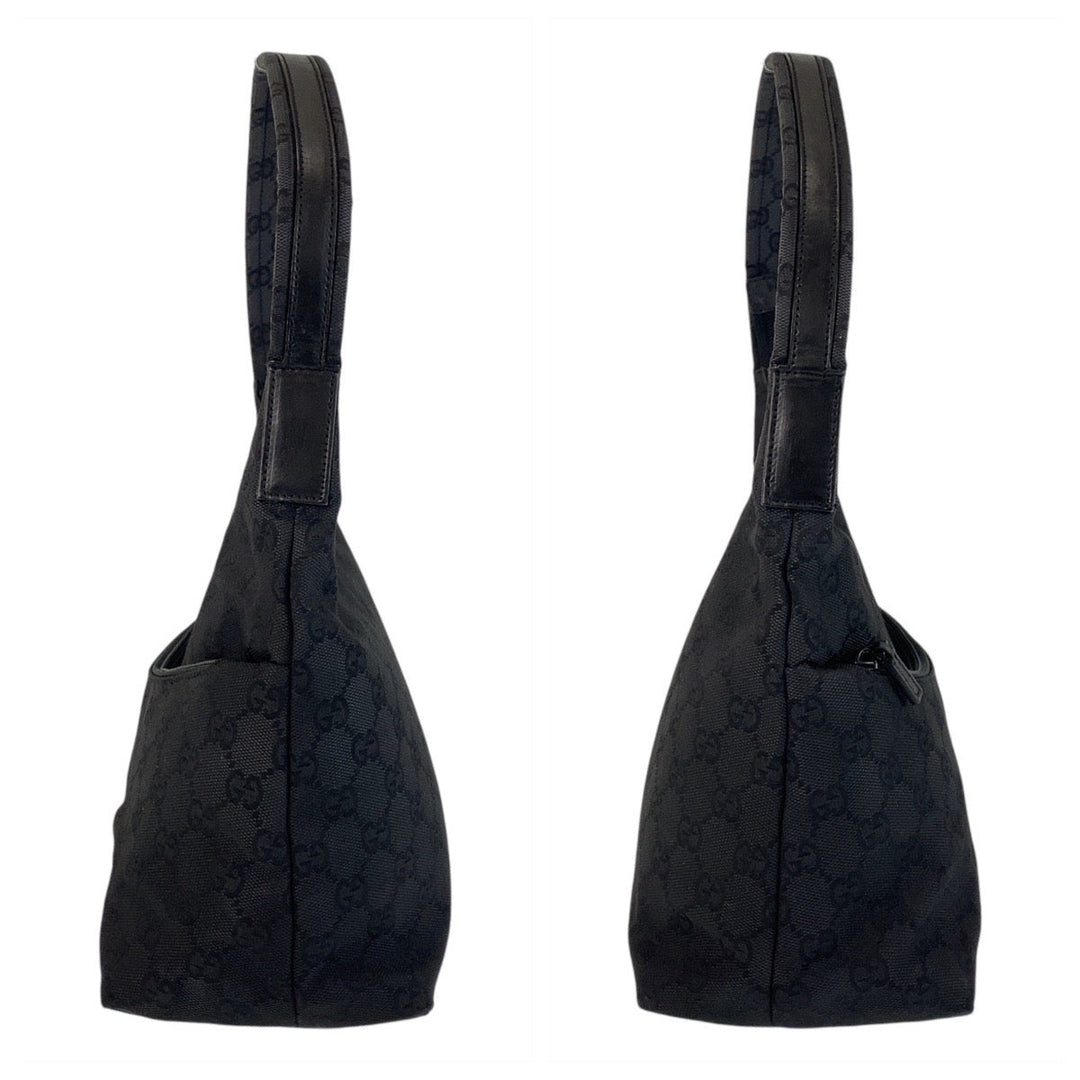 GUCCI Shoulder Bag 001 3386 GG canvas black Women Used Authentic