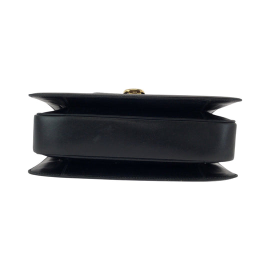 CELINE Shoulder Bag leather Black Gold Metal Shoulder Bag Shoulder Bag Carriage Metal Women Used Authentic