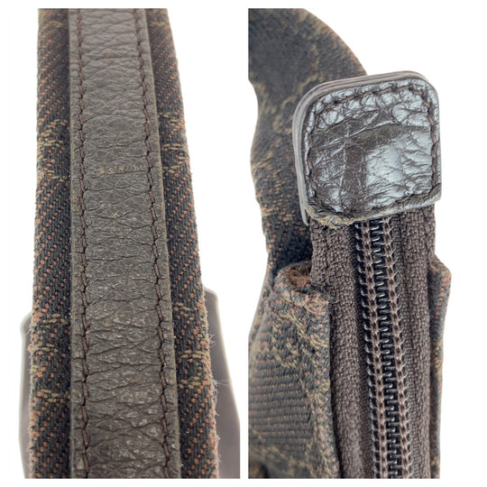 GUCCI Shoulder Bag 105649 GG canvas, leather Brown Black SilverMetal Shoulder Bag Hobo Women Used Authentic