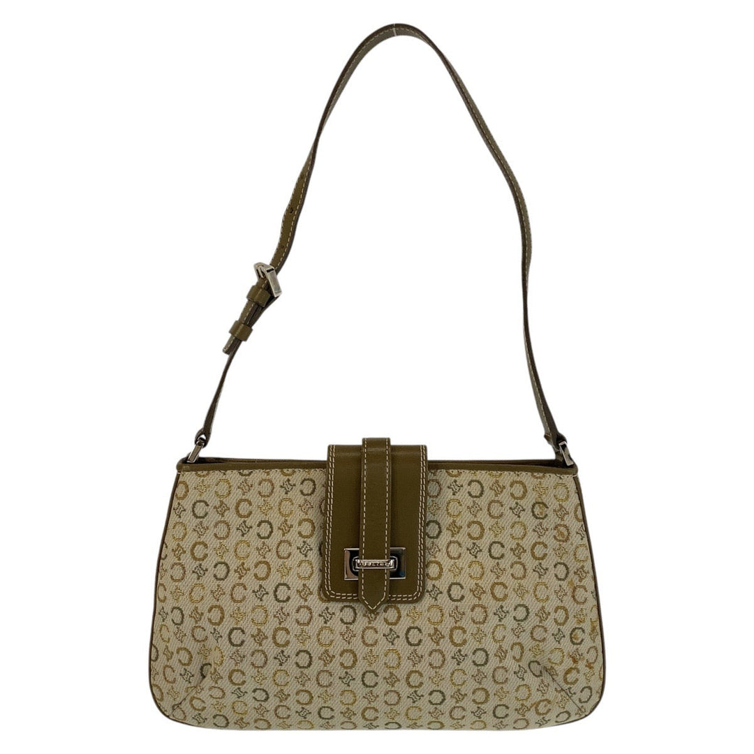 CELINE Shoulder Bag Canvas, Leather Beige Khaki SilverMetal Shoulder Bag accessory pouch C Macadam Women Used Authentic