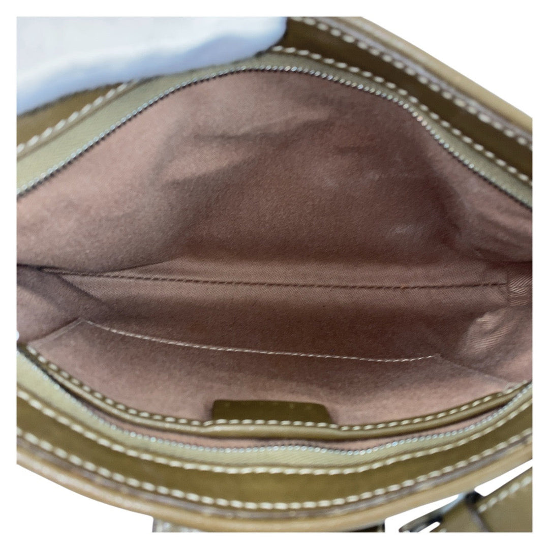 CELINE Shoulder Bag Canvas, Leather Beige Khaki SilverMetal Shoulder Bag accessory pouch C Macadam Women Used Authentic