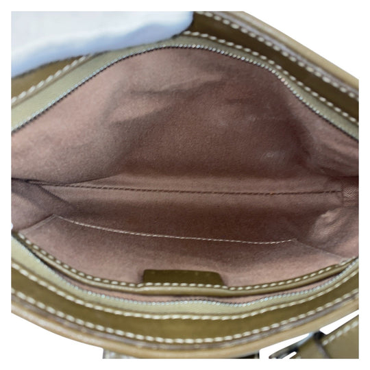 CELINE Shoulder Bag Canvas, Leather Beige Khaki SilverMetal Shoulder Bag accessory pouch C Macadam Women Used Authentic