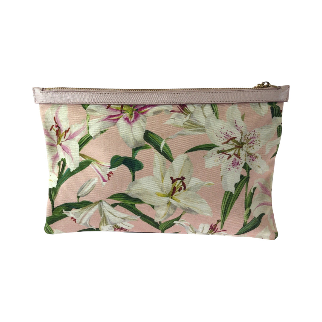 DOLCE&GABBANA Clutch bag canvas pink Lily Print logo