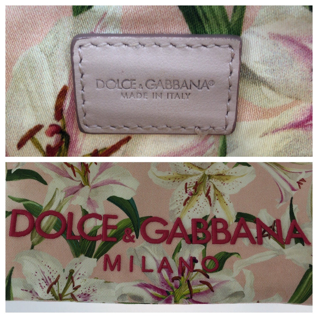 DOLCE&GABBANA Clutch bag canvas pink Lily Print logo