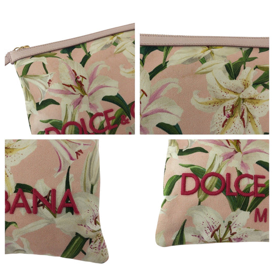 DOLCE&GABBANA Clutch bag canvas pink Lily Print logo