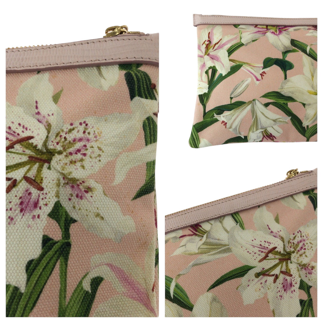 DOLCE&GABBANA Clutch bag canvas pink Lily Print logo