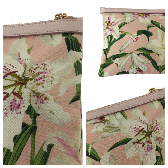 DOLCE&GABBANA Clutch bag canvas pink Lily Print logo
