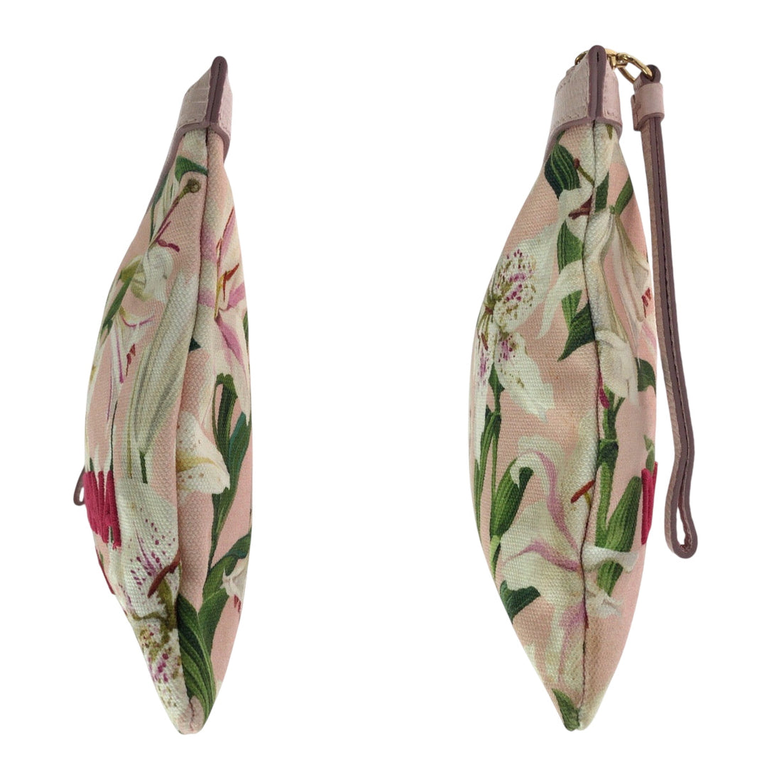 DOLCE&GABBANA Clutch bag canvas pink Lily Print logo