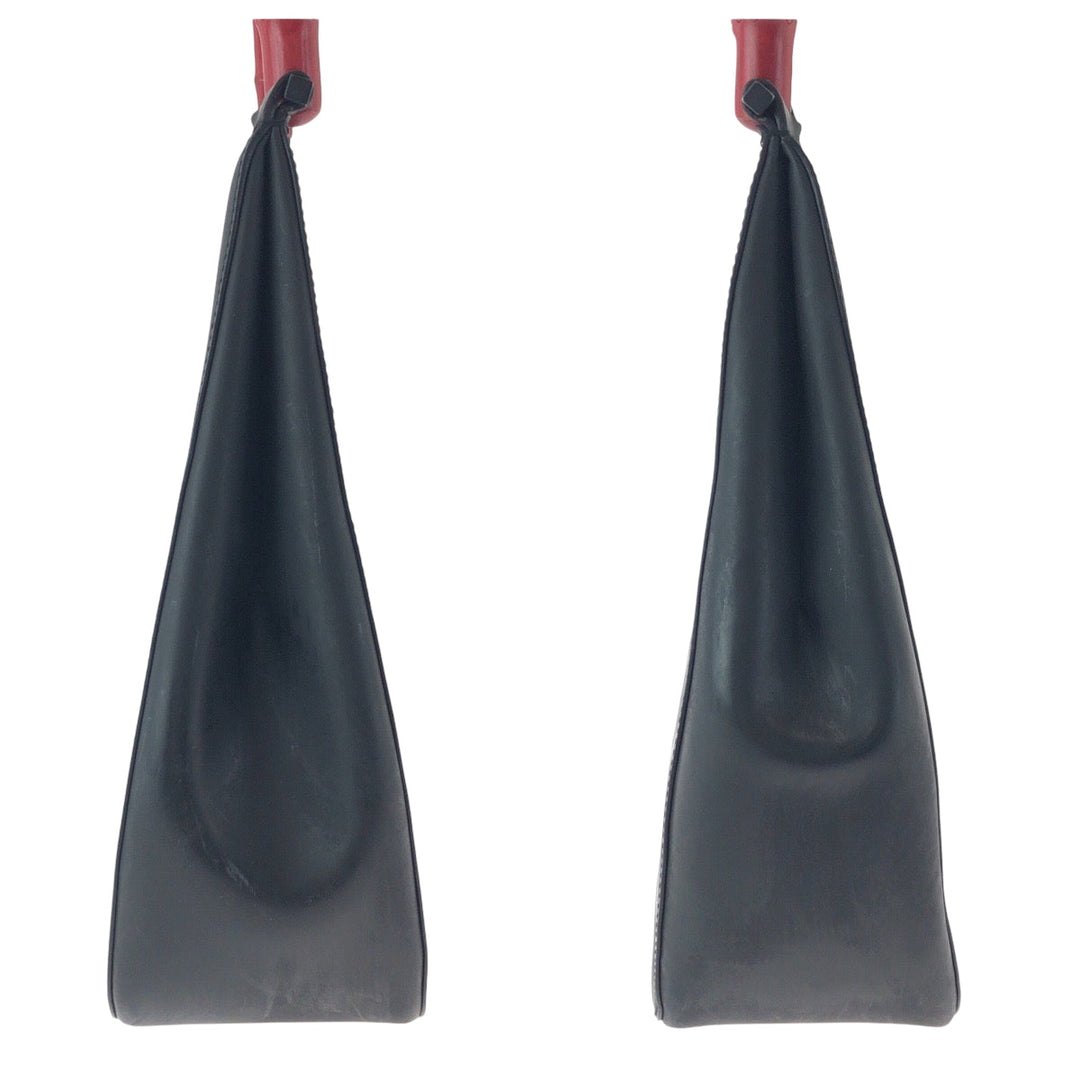 GUCCI Shoulder Bag 001 3709 leather Black Red SilverMetal One Shoulder Bag Bamboo Women Used Authentic