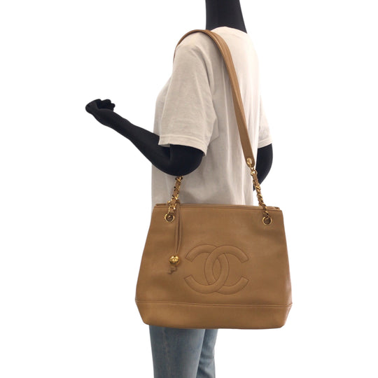 CHANEL Shoulder Bag Caviar skin Brown COCO Mark