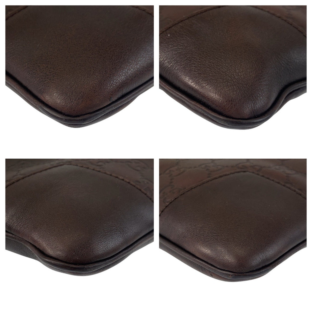 GUCCI Shoulder Bag 148476 leather Brown Silver Metal Shoulder Bag Messenger bag Guccisima Women Used Authentic