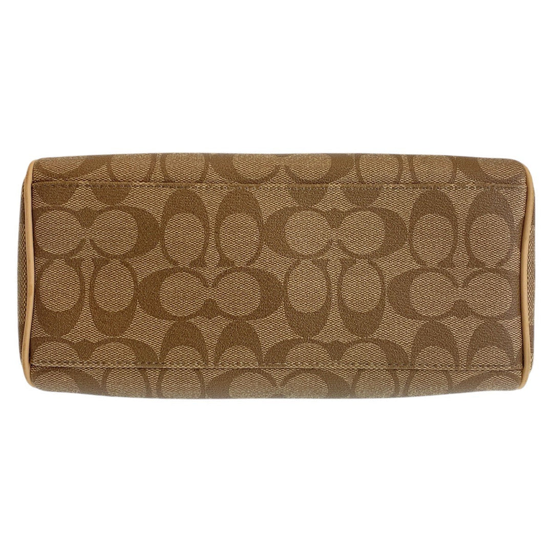 COACH Handbag PVC, Leather Beige SilverMetal Handbag Shoulder Bag 2way Signature Women Used Authentic