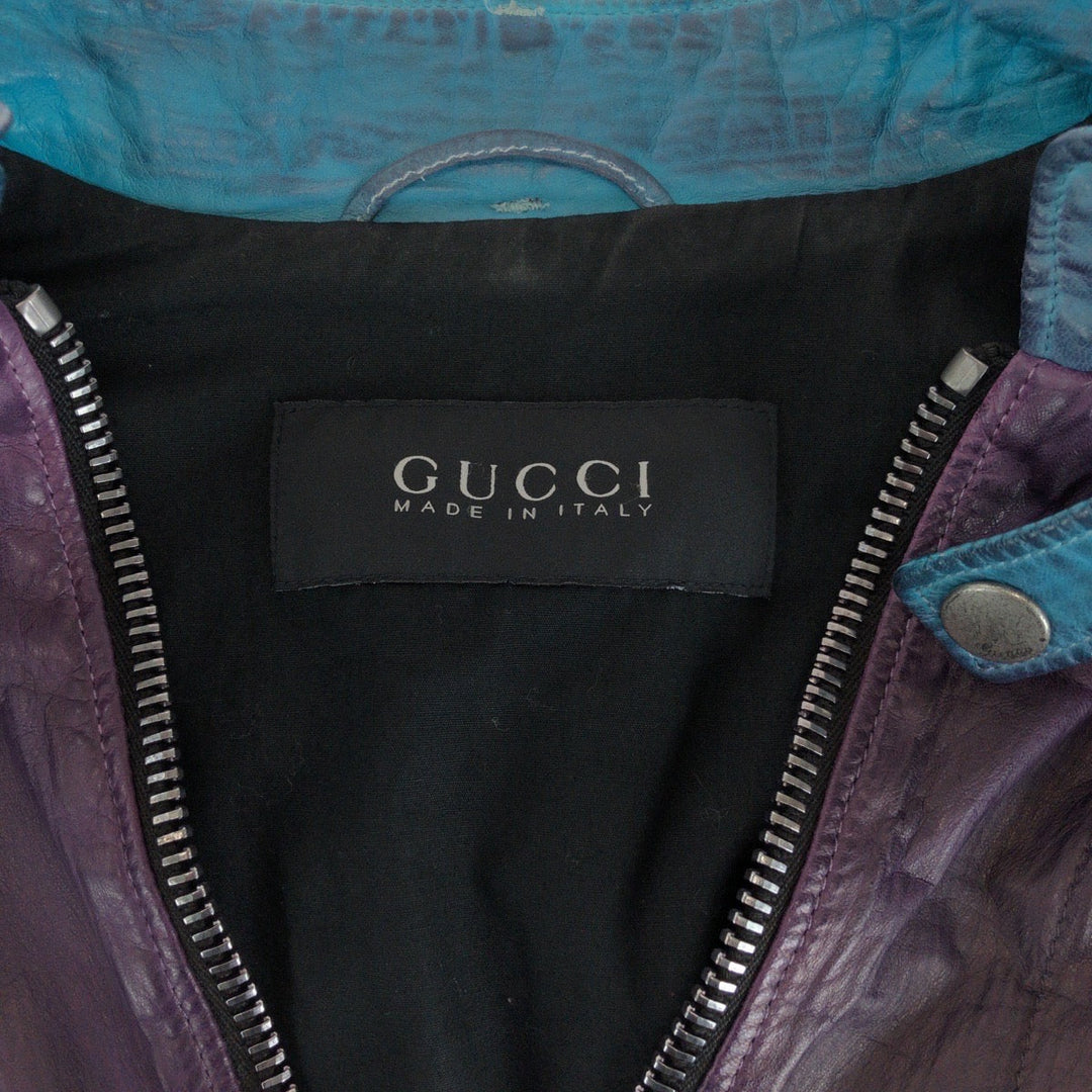 GUCCI Riders jacket leather purple 46