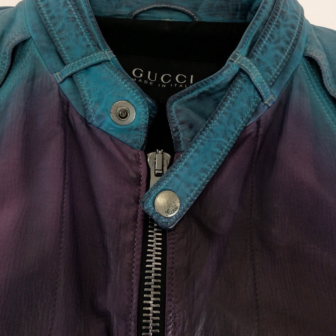 GUCCI Riders jacket leather purple 46