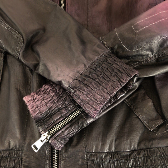 GUCCI Riders jacket leather purple 46