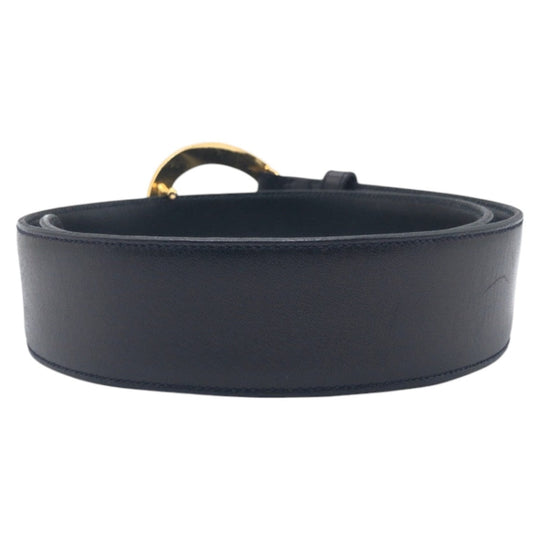 CELINE belt leather black Carriage Pattern