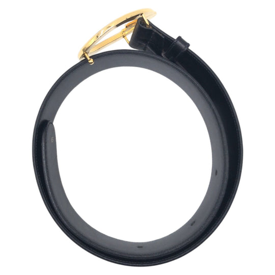 CELINE belt leather black Carriage Pattern