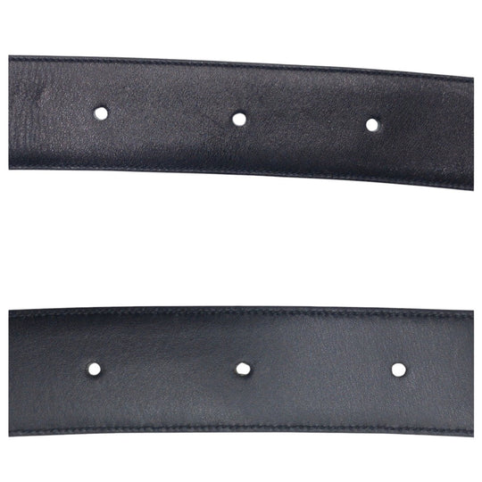 CELINE belt leather black Carriage Pattern