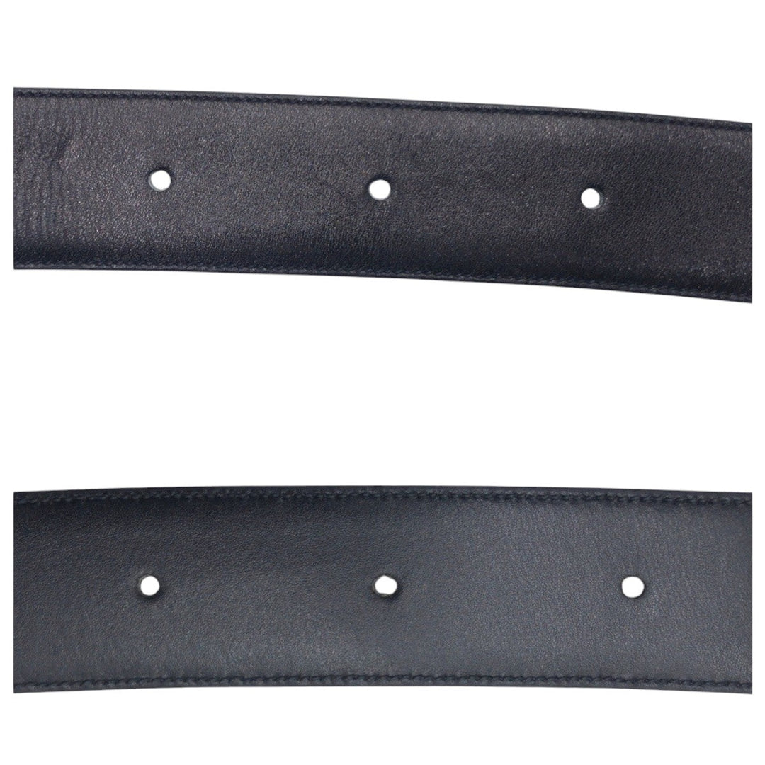 CELINE belt leather black Carriage Pattern