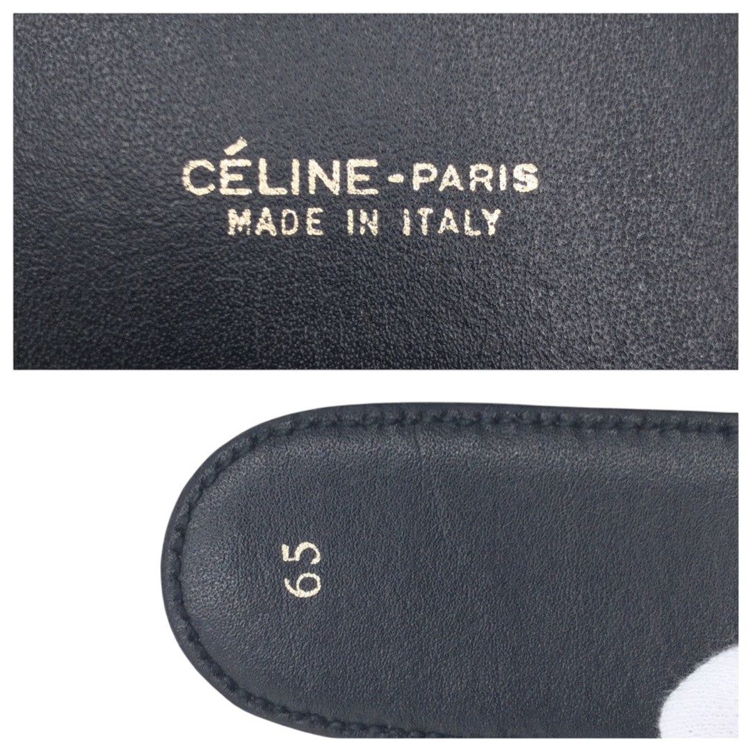 CELINE belt leather black Carriage Pattern