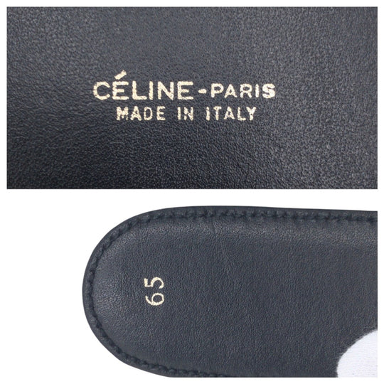 CELINE belt leather black Carriage Pattern