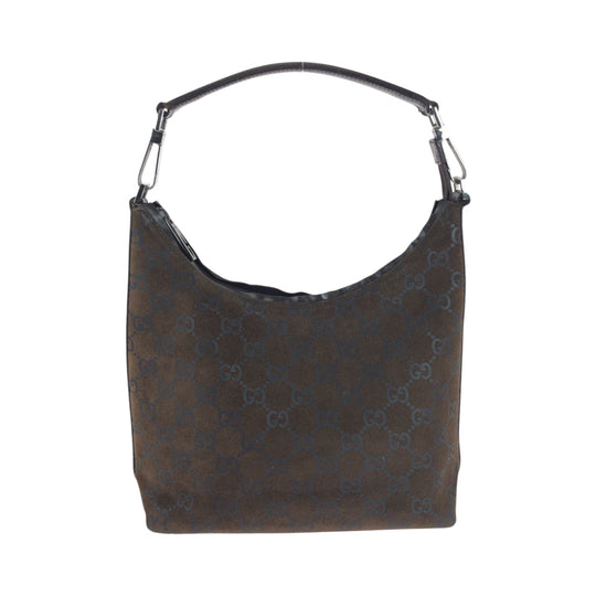 GUCCI Shoulder Bag 000 0602 Suede Brown Silver Metal One Shoulder Bag Women Used Authentic