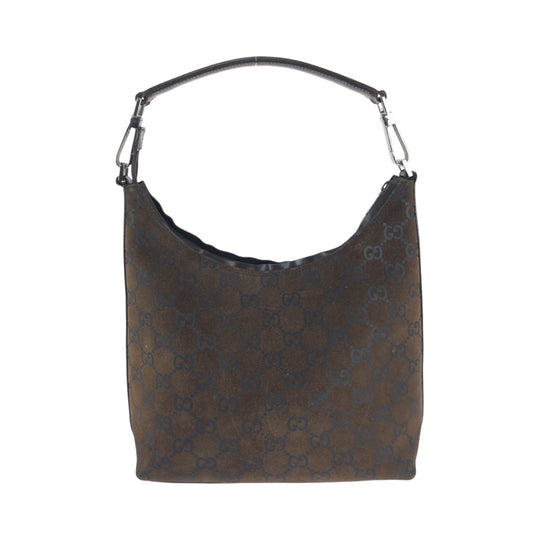 GUCCI Shoulder Bag 000 0602 Suede Brown Silver Metal One Shoulder Bag Women Used Authentic