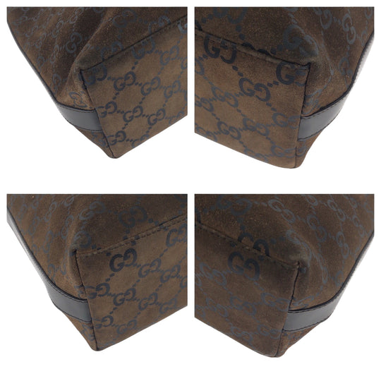 GUCCI Shoulder Bag 000 0602 Suede Brown Silver Metal One Shoulder Bag Women Used Authentic