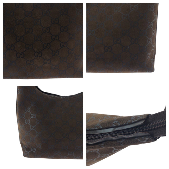 GUCCI Shoulder Bag 000 0602 Suede Brown Silver Metal One Shoulder Bag Women Used Authentic