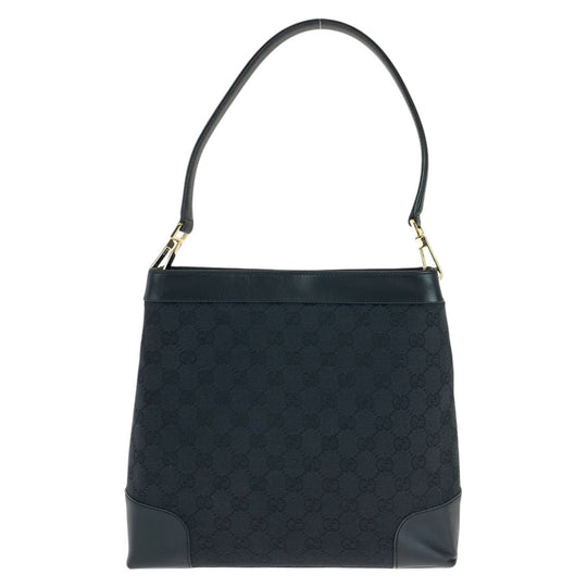 GUCCI Shoulder Bag 001 4231 GG canvas, leather Black GoldMetal Women Used Authentic