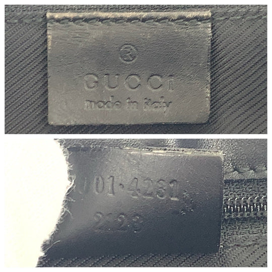 GUCCI Shoulder Bag 001 4231 GG canvas, leather Black GoldMetal Women Used Authentic
