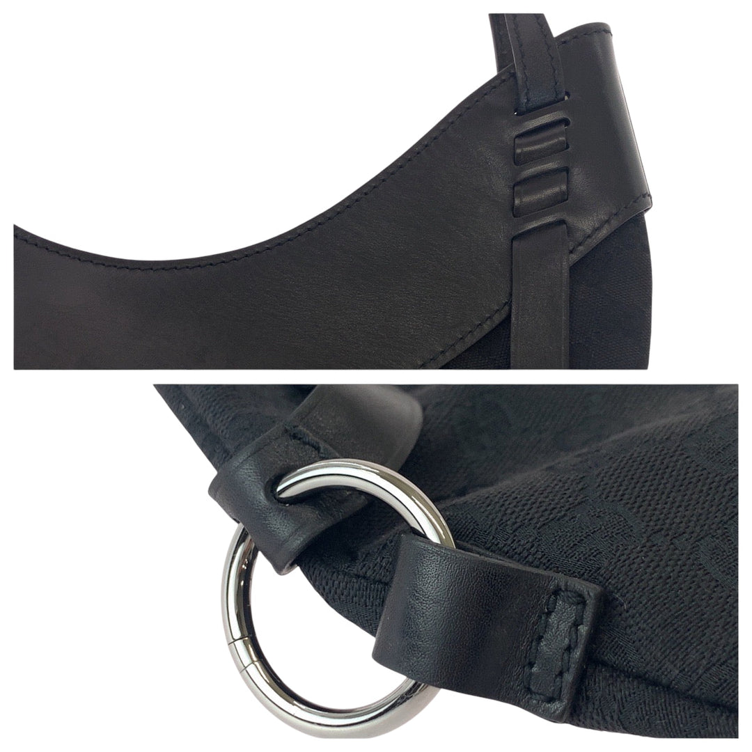 GUCCI Shoulder Bag 106250 GG canvas Black SilverMetal