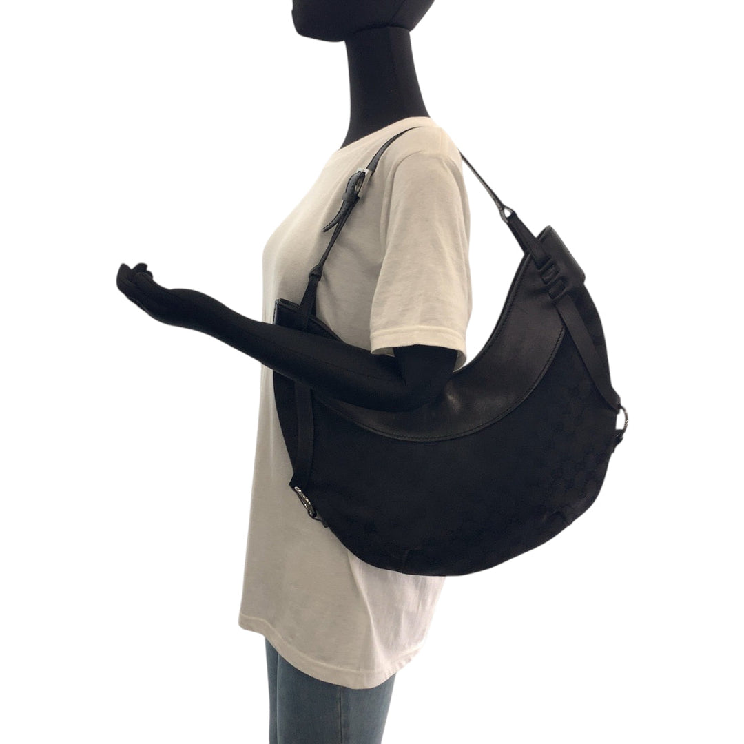 GUCCI Shoulder Bag 106250 GG canvas Black SilverMetal