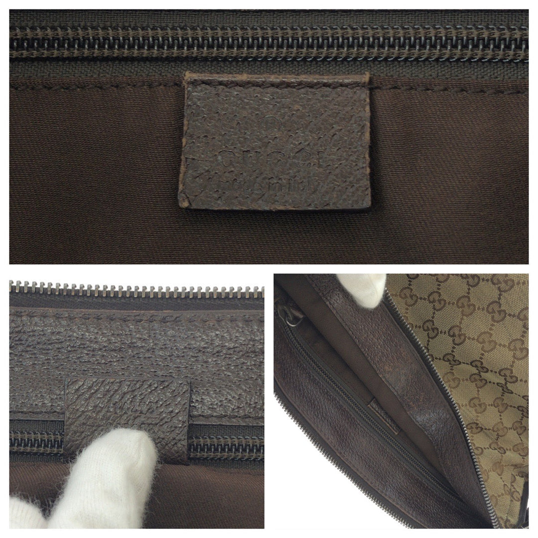 GUCCI Shoulder Bag 114273 GG canvas Beige Brown SilverMetal Shoulder Bag pochette Women Used Authentic