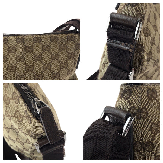 GUCCI Shoulder Bag 114273 GG canvas Beige Brown SilverMetal Shoulder Bag pochette Women Used Authentic