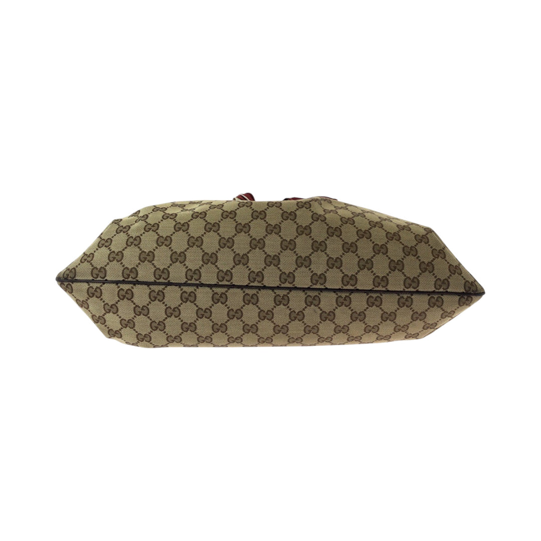 GUCCI Shoulder Bag 162788 GG canvas Beige Brown Gold Metal One Shoulder Bag Positano scarf Women Used Authentic