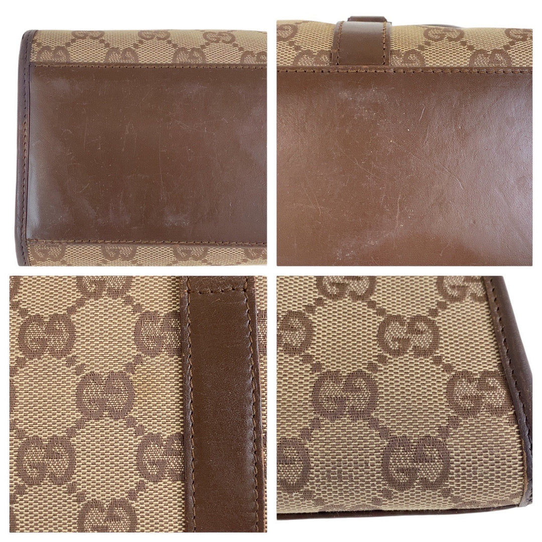 GUCCI Shoulder Bag 002 1067 GG canvas Beige Brown SilverMetal Jackie