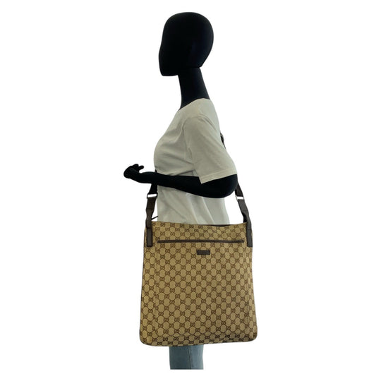 GUCCI Shoulder Bag 122791 GG canvas, leather Beige brown Shoulder Bag Messenger bag Women Used Authentic