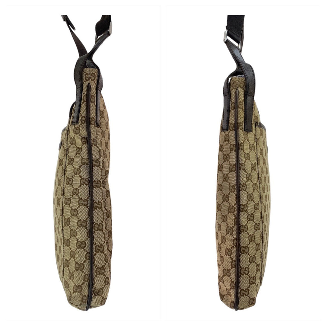 GUCCI Shoulder Bag 122791 GG canvas, leather Beige brown Shoulder Bag Messenger bag Women Used Authentic